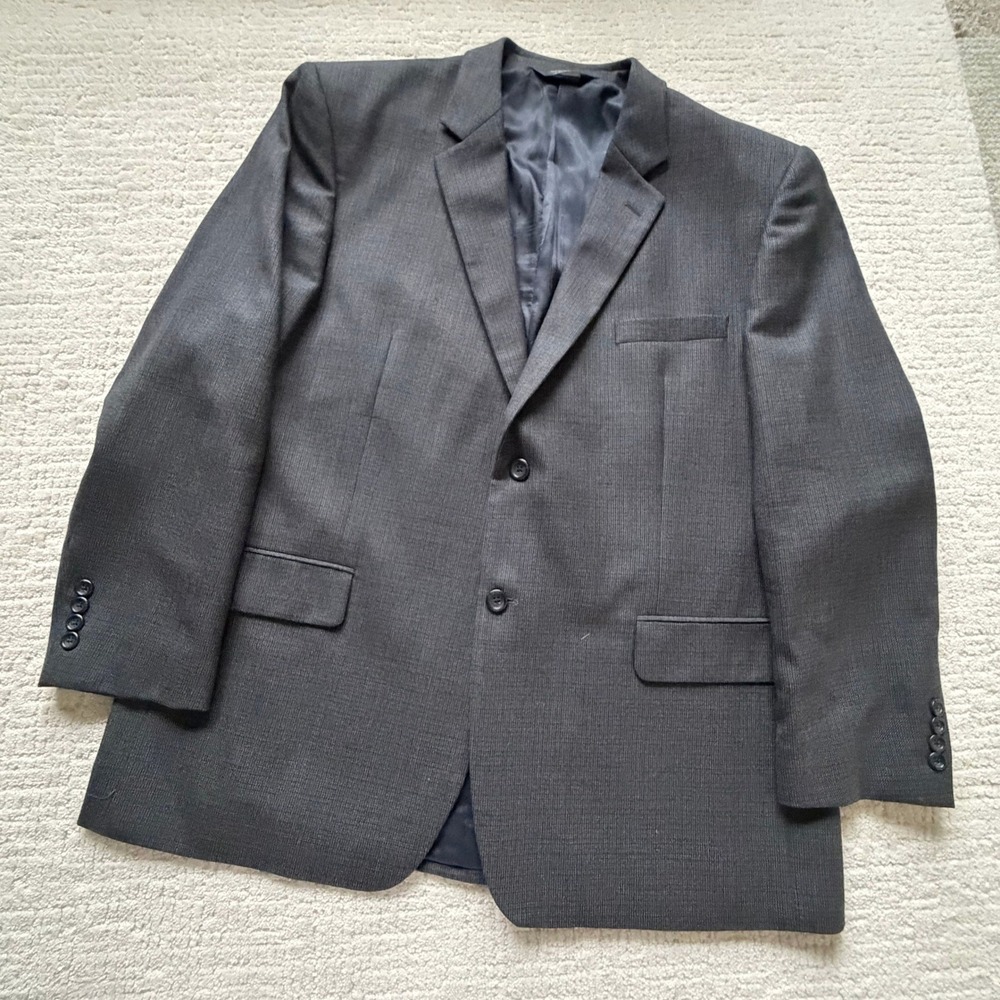 Joseph & Feiss Gold Mens 48 Regular Charcoal Gray 100% Wool Blazer Sport Coat